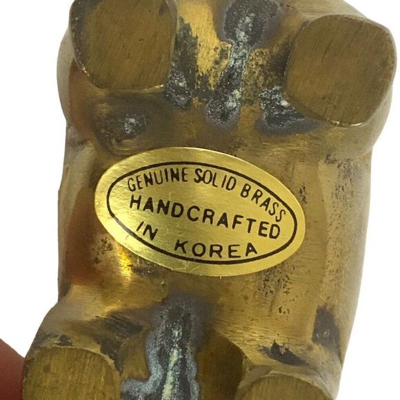 Solid Brass Mini Pig Hog Figurines Set Of 2 Gold Patina Farm Animal Vtg Korea - Picture 7 of 7